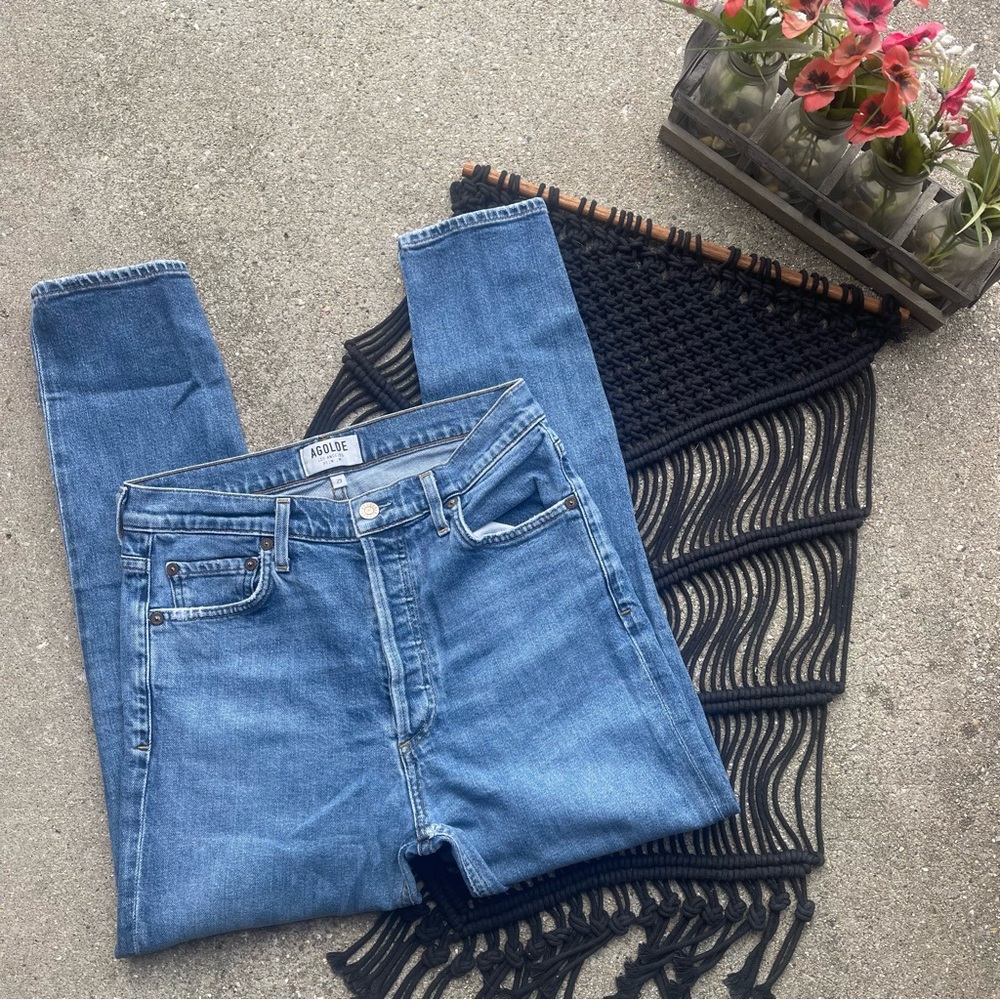 Agolde High Rise Button Fly Cropped Jeans Size 29